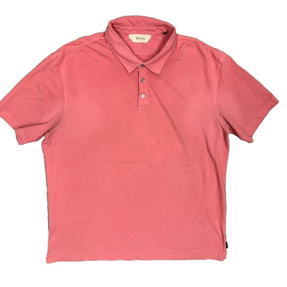 Ermenegildo Zegna Polo Shirt Pink Short Sleeve Mesh Stretch Cotton XXL - Picture 1 of 8